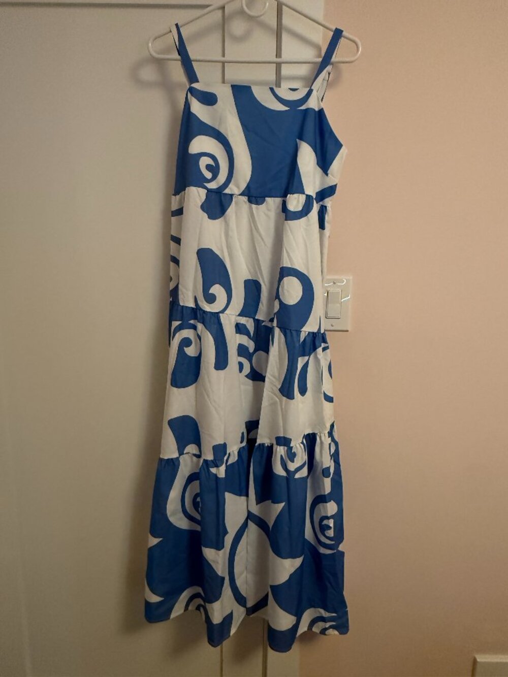 Maxi Dress Blue White Adjustable Strap
